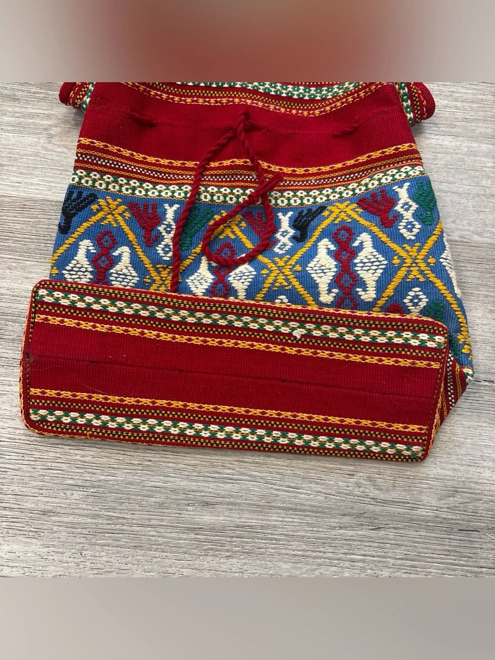 Red Embroidered handwoven Tribal Pattern Hobo Bag one strap colorful